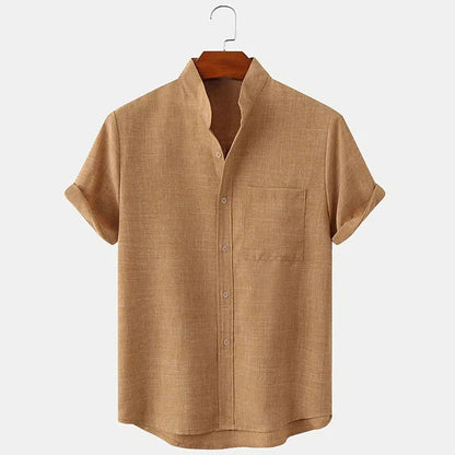 Linen-Blend Casual Lapel Shirt