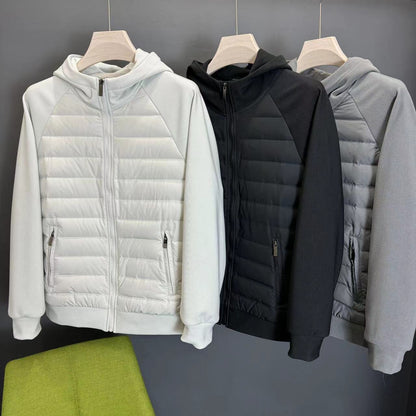 Men's Hooded Down Jacket Coat – Patchwork Casual