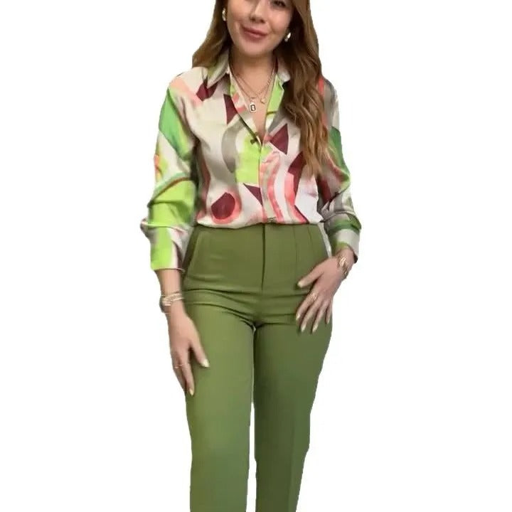 Elegant Spliced Print Two-Piece Set