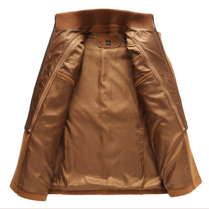 Men's Woolen Coat Double Collar  Zipper Jacket