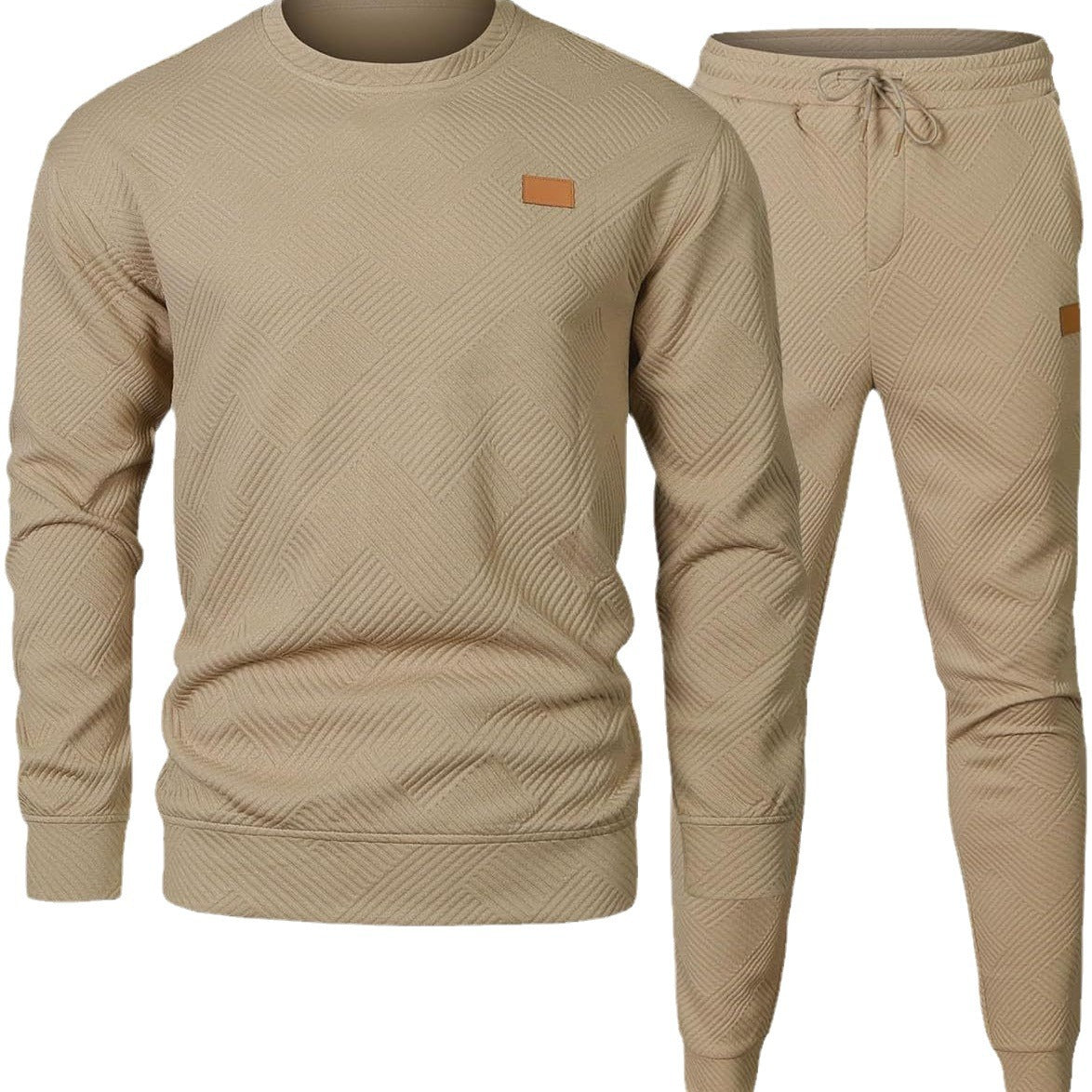 Men Round Neck Jacquard Sweater Set