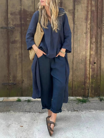 Modern Grace V-Neck Pants Set