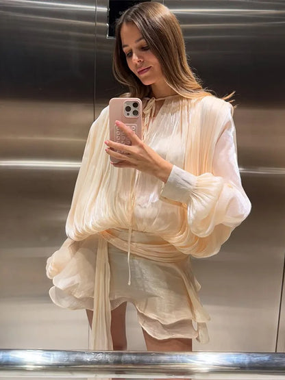 Fashion Ruffles Hem Mini Dress
