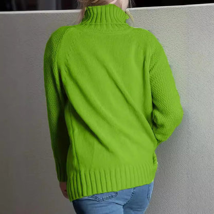 High Collar Loose Pullover Long Sleeve Sweater