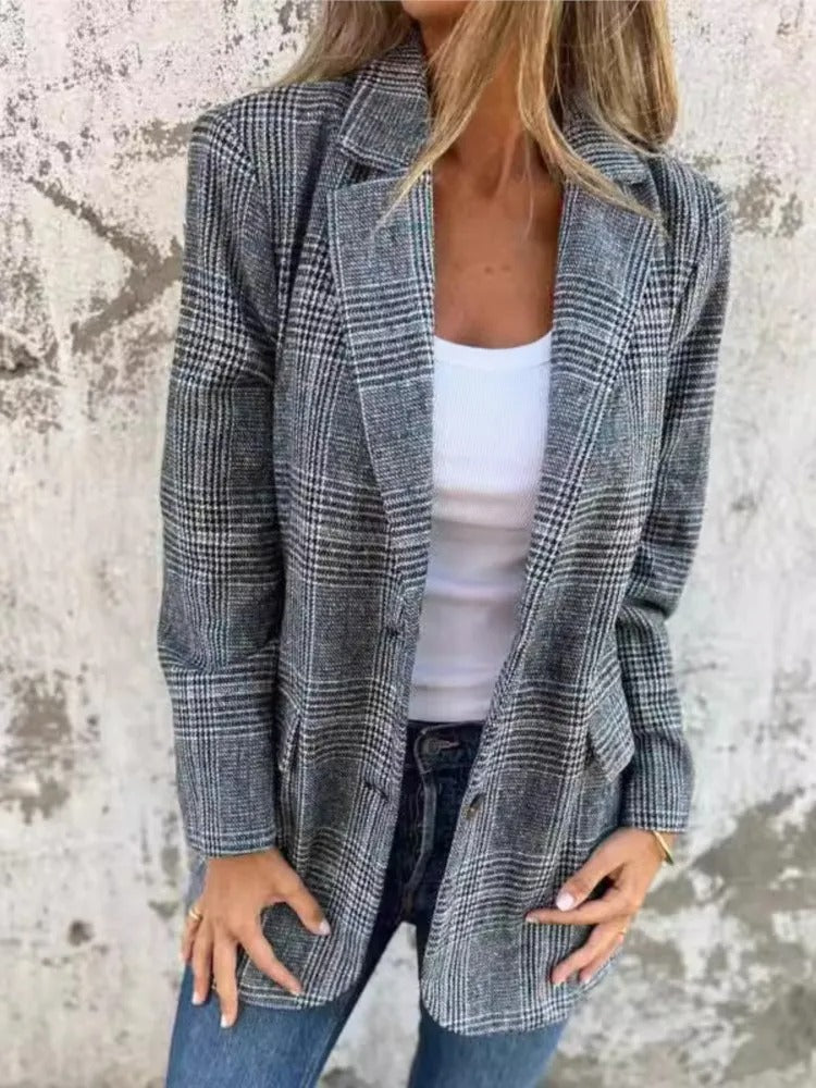 Elegant Houndstooth Office Suit Jacket
