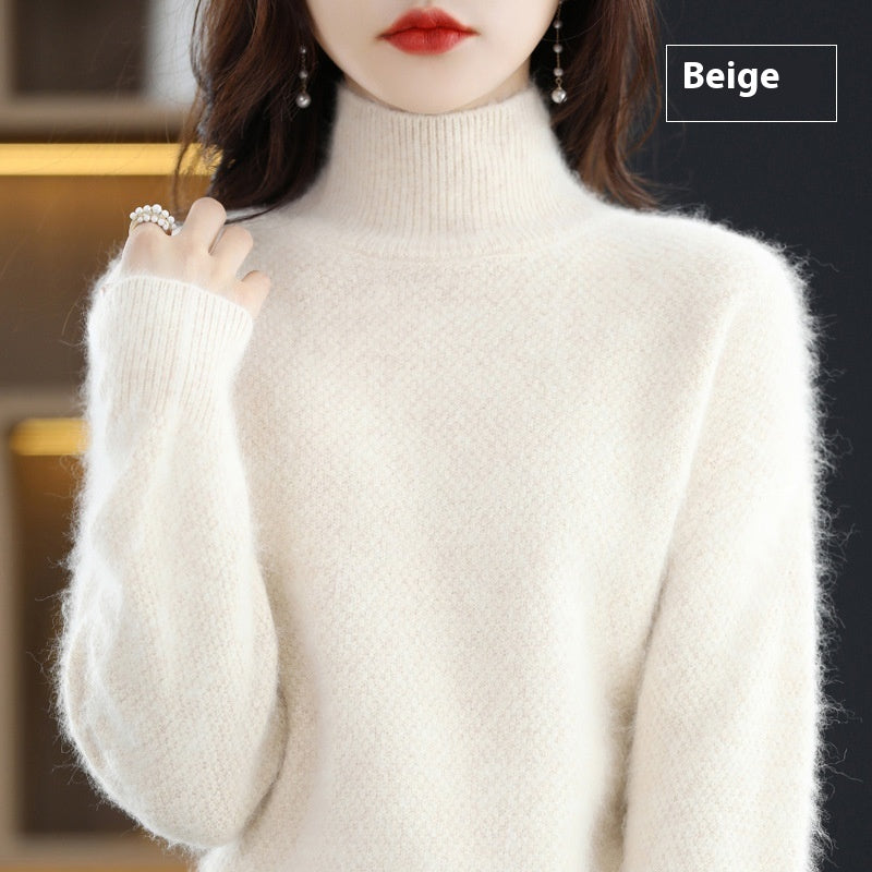 Mink Sweater Women's Half Turtleneck Loose Thick Short