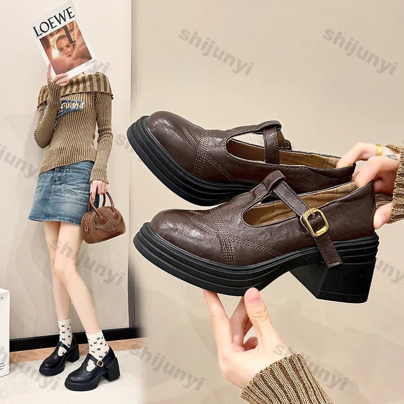 British Style Chunky Heel Mary Janes