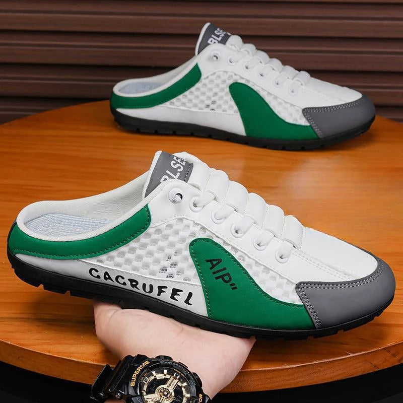 Breathable PU Leather Mesh Slides