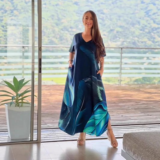 Bohemian V Neck Floral Maxi Dress