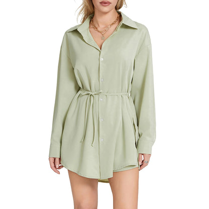 Velvet Diamond Button Shirt Jumpsuit