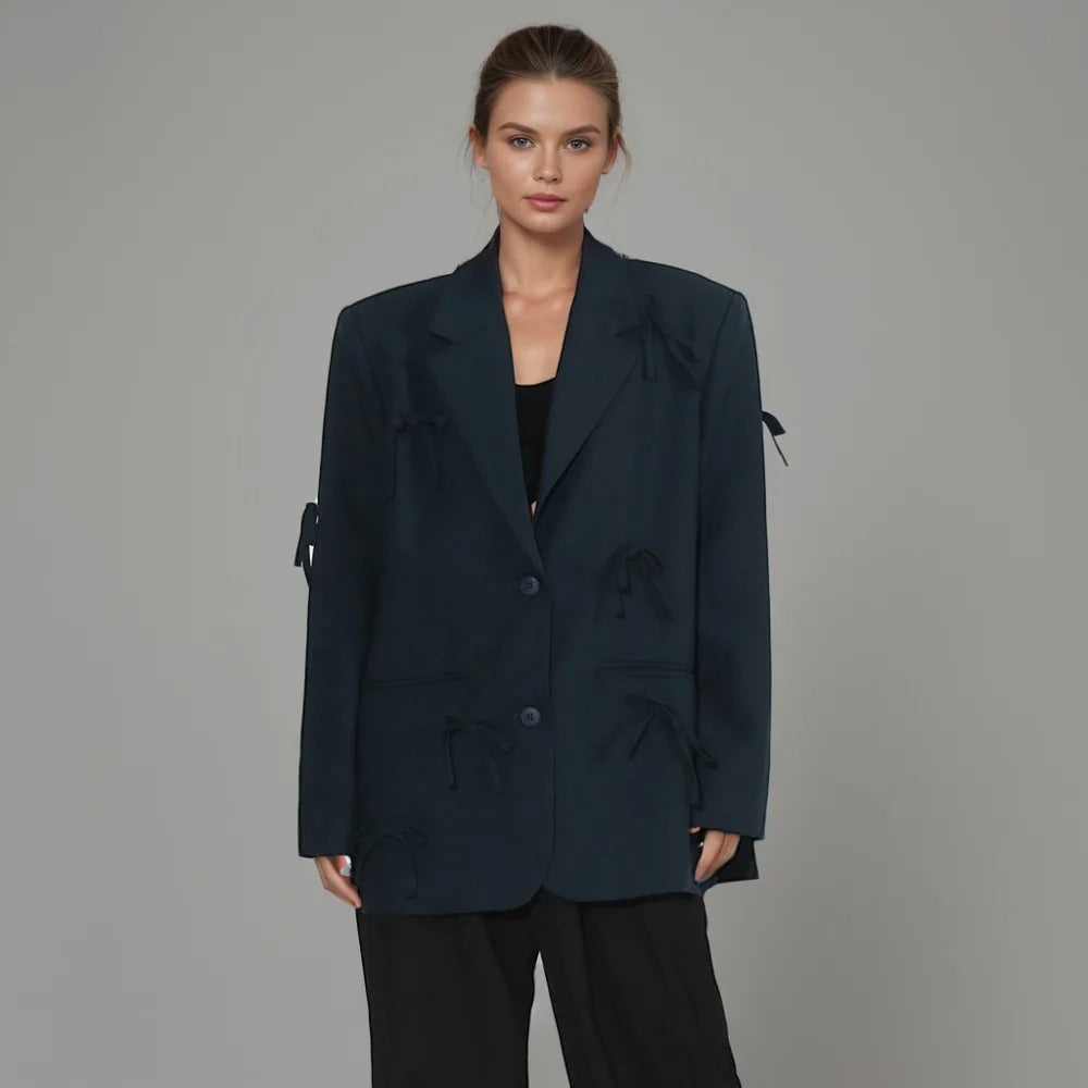 Bowknot Patchwork Blazer for Women