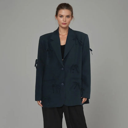 Bowknot Patchwork Blazer for Women