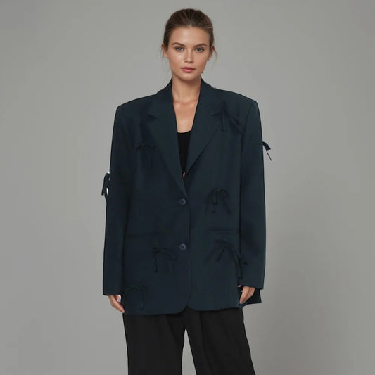 Bowknot Patchwork Blazer for Women