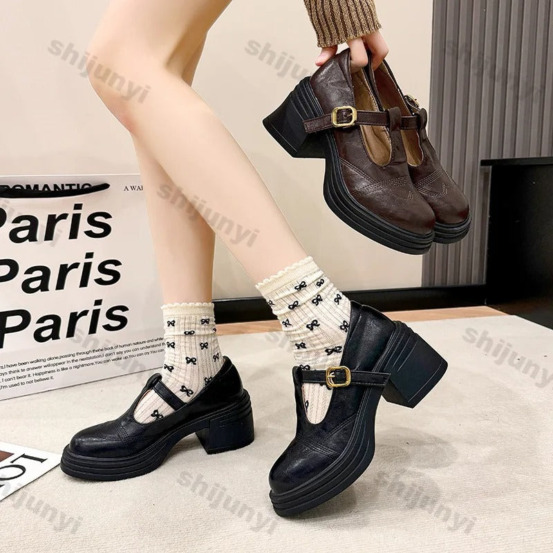 British Style Chunky Heel Mary Janes