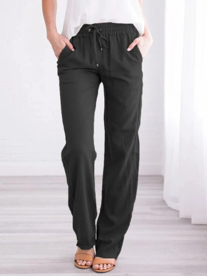 Cotton Linen Drawstring Loose Pants
