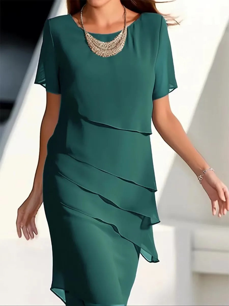 Solid Color Ruffle Dress