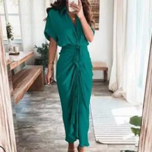 Boho Print Irregular Pleat Summer Dress