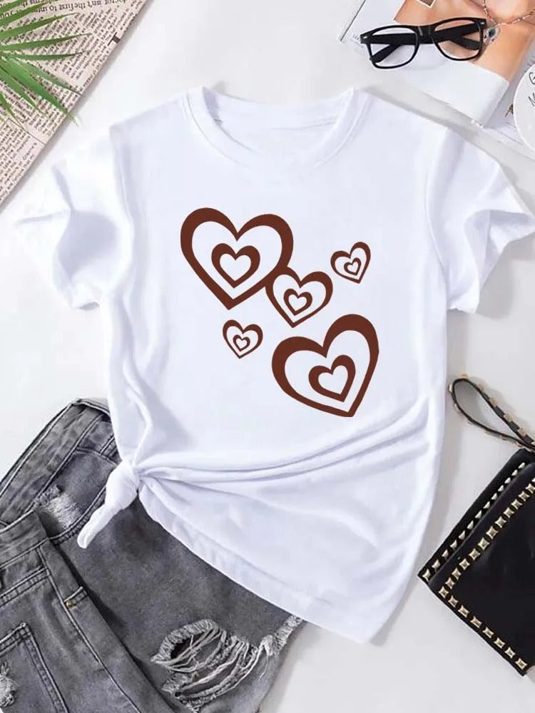 Funny Leopard Heart Print T-Shirt