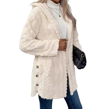 Stylish Hooded Plush Cardigan Jacket