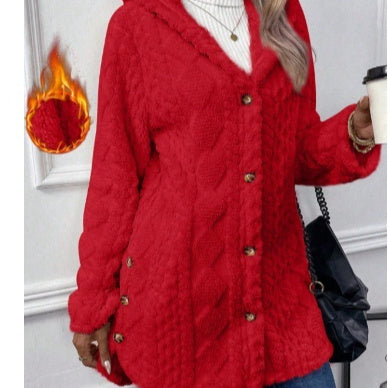 Long Jacket Winter Solid Color Long Sleeve Coat
