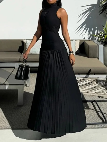 Black Mock Neck Bodycon Dress