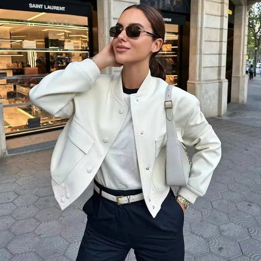 Cropped Bomber Aviator Jacket Women