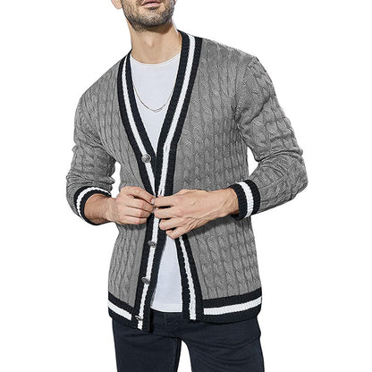 Men’s Color Block Long Sleeve Knit Sweater Jacket