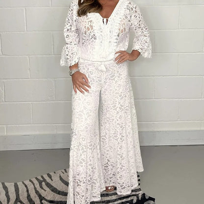 Embroidered Crochet Two-Piece