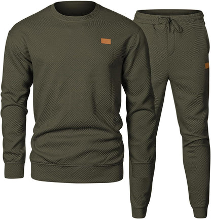 Men Round Neck Jacquard Sweater Set
