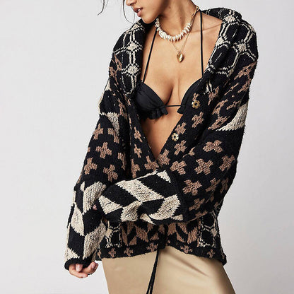 Women’s Fashion Abstract Print Knit Sweater