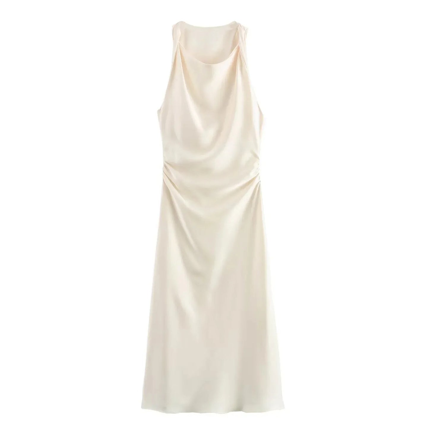 Satin Glow Summer Evening Dress