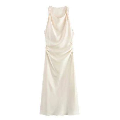 Satin Glow Summer Evening Dress