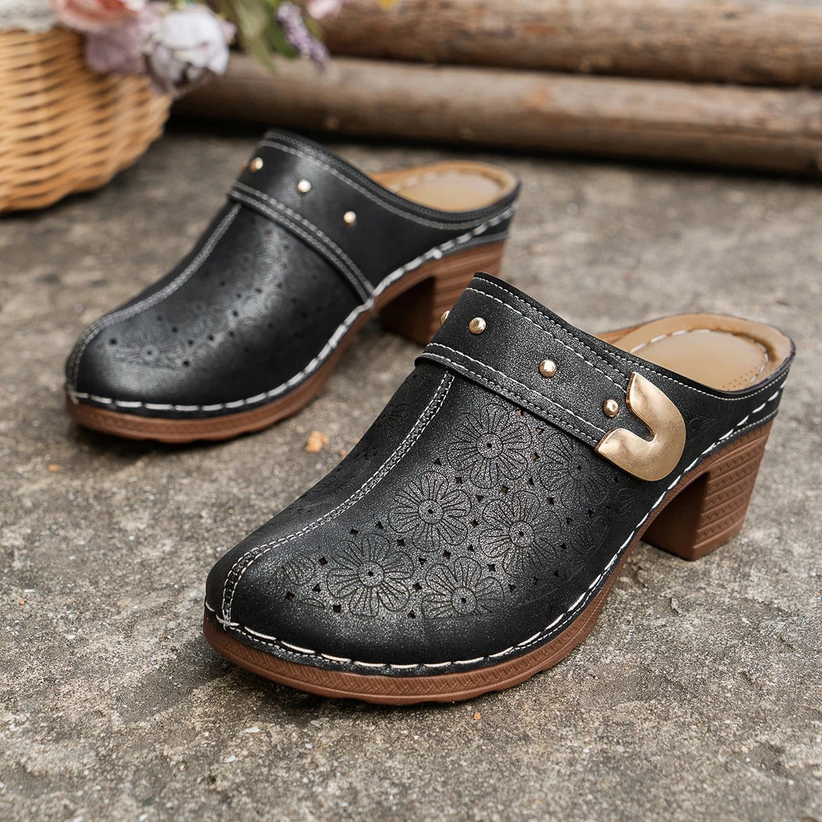 Retro Chic Women's Chunky Heel Sandals