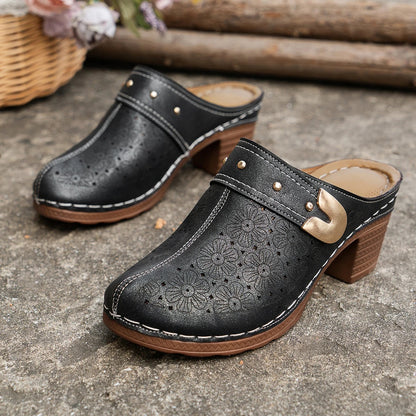 Retro Chic Women's Chunky Heel Sandals