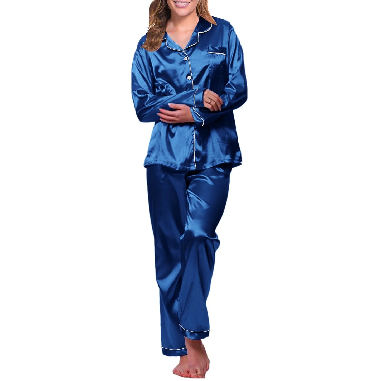 Silky Satin Button-Up Pajama Set