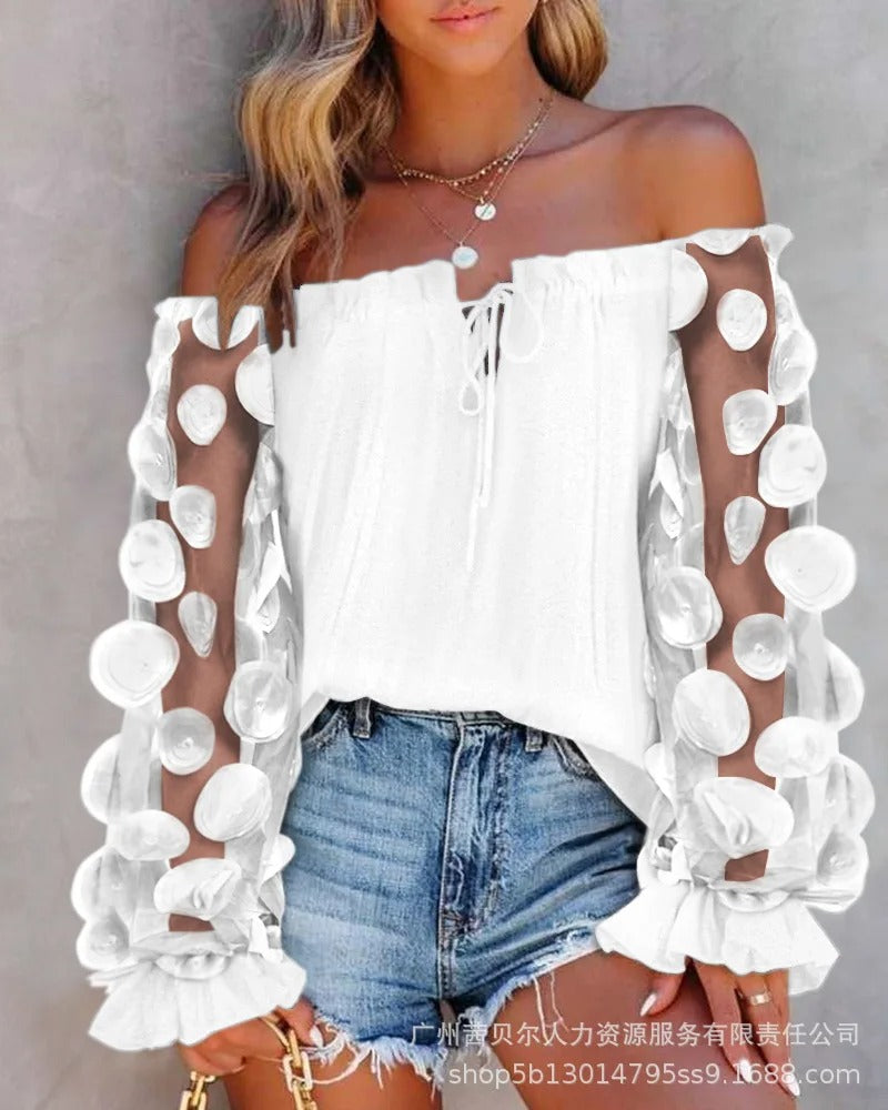 Ruffle Edge Long Sleeve Blouse