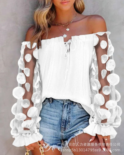 Ruffle Edge Long Sleeve Blouse