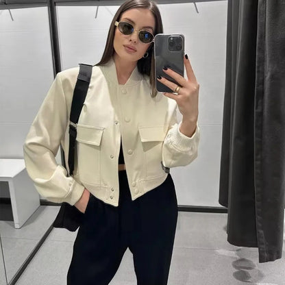 Cropped Bomber Aviator Jacket Women