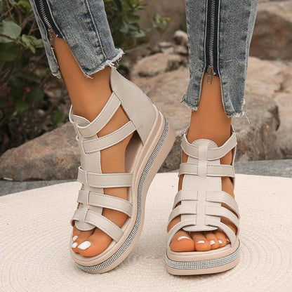 Crystal Glow Gladiator Wedge Sandals