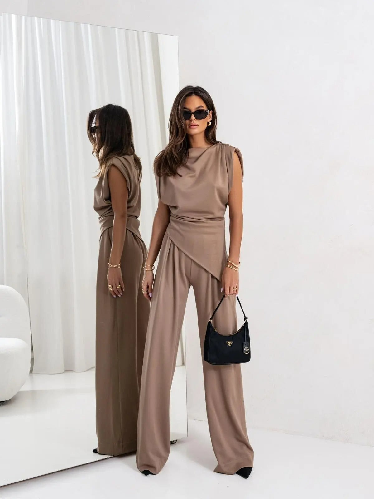 Women’s Off-Shoulder Wide-Leg Two-Piece Dress Set
