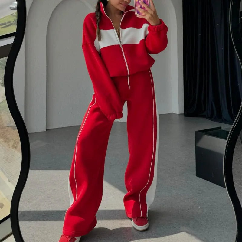 Cozy Contrast Casual Loose Suit