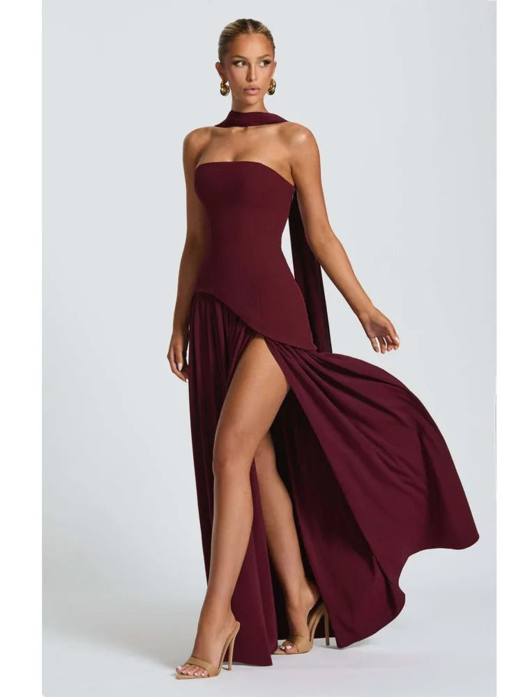 Midnight Charm Strapless Party Dress