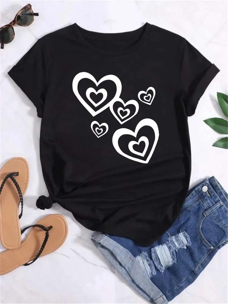 Funny Leopard Heart Print T-Shirt