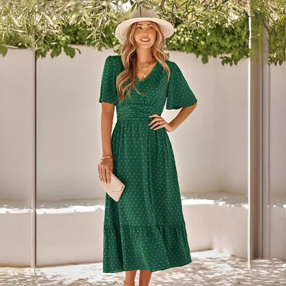 Elegant Lotus Sleeve Summer Dress