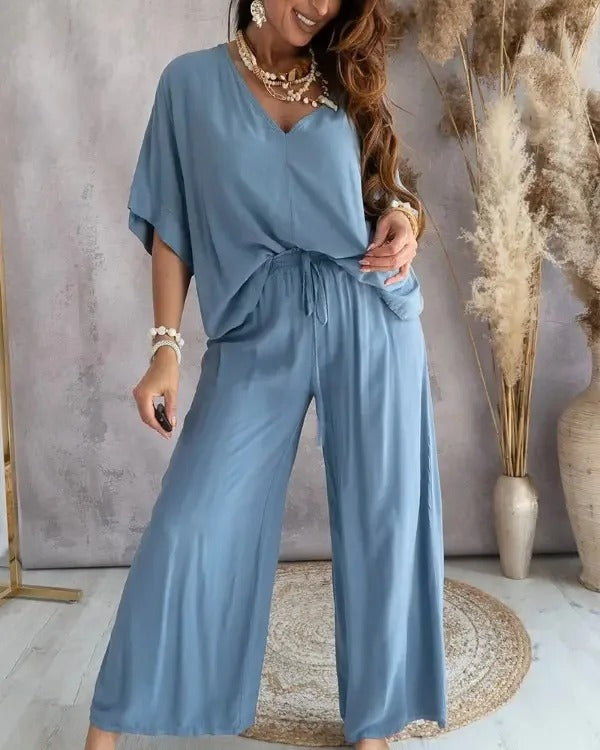 Chic White Lace-Up Two-Piece Set