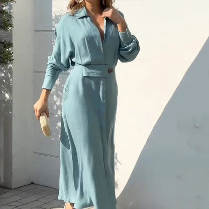 Elegance Defined Lapel Office Maxi Dress