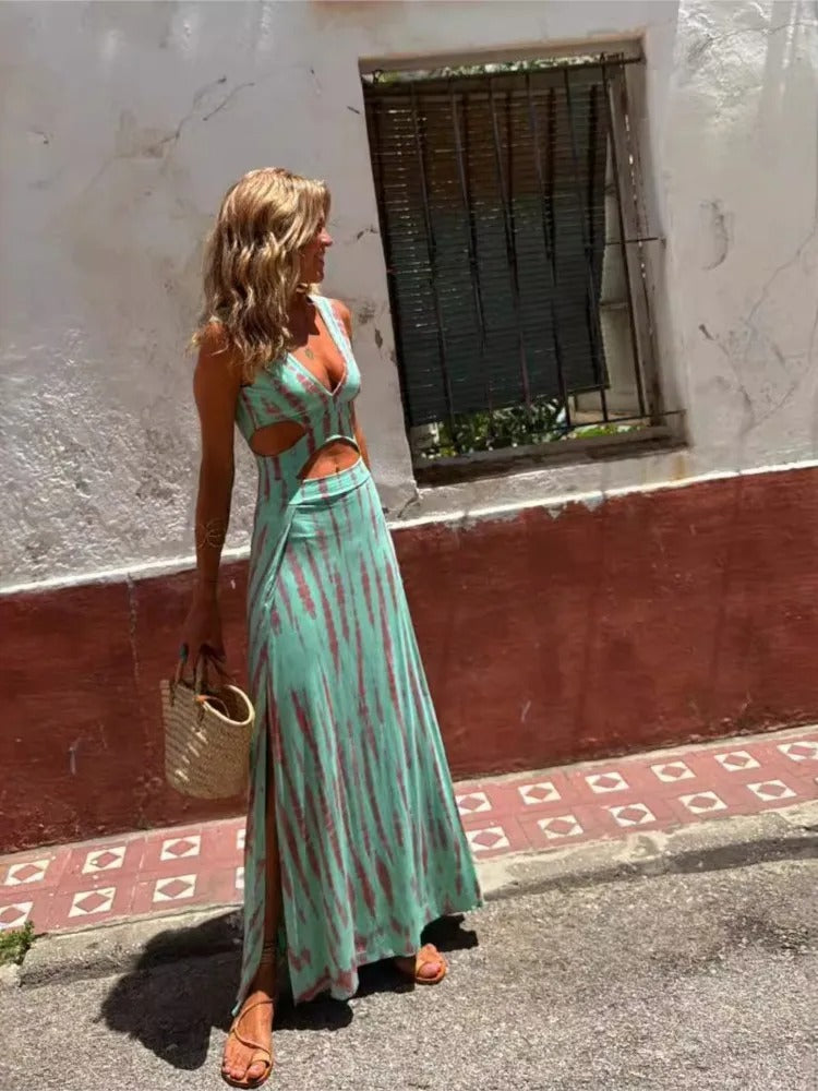 Midnight Allure Backless Slit Dress