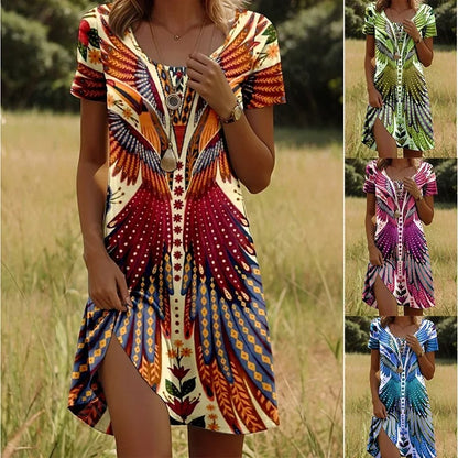 Floral Print Round Neck Summer Dress