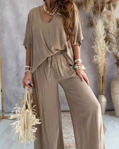 Chic White Lace-Up Two-Piece Set