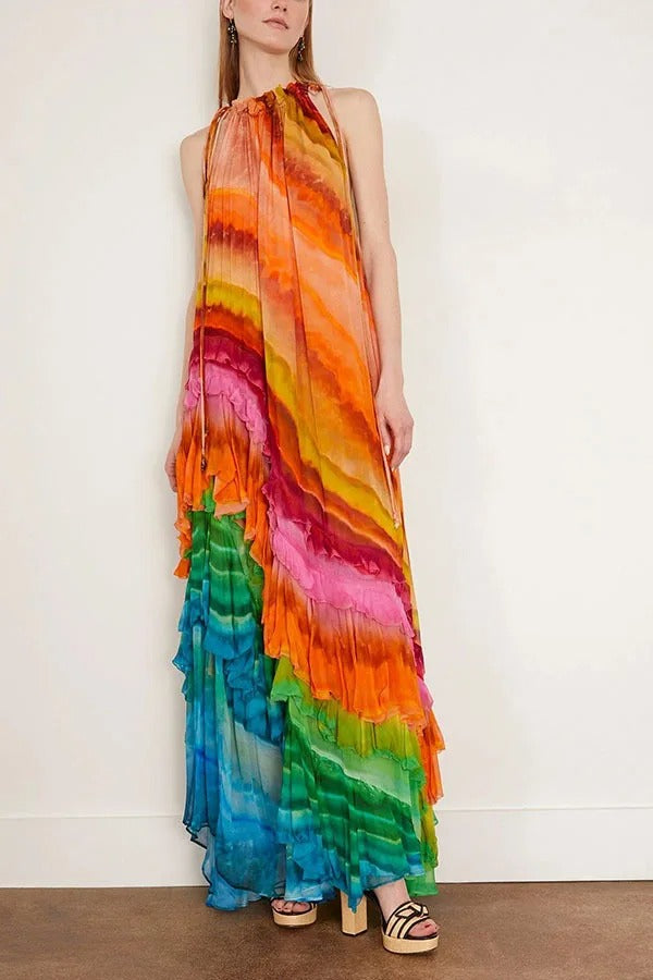 Golden Hour Breeze Chiffon Dress